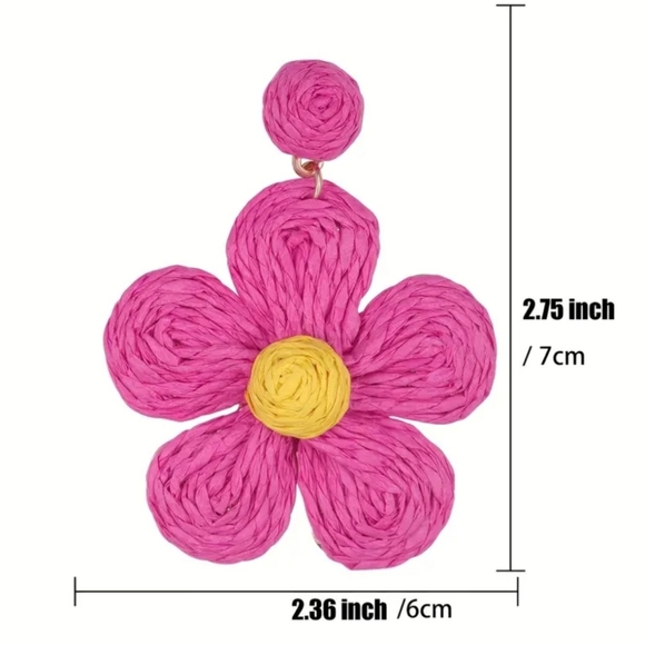 Raffia Flower Earrings - Picture 4 of 4